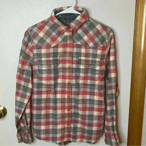 Jachs Girlfriend Bea Flannel Women‎ Small Long Sleeve Western Pearl Button Up